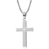 KARMA Edelstahlkette Halskette Herren mit Kreuz Silber Schwarz oder Gold Kreuzkette (Geschenk, Edelstahlhalskette Männer Herrenhalskette), Edelstahl 60 cm Kette Herrenschmuck