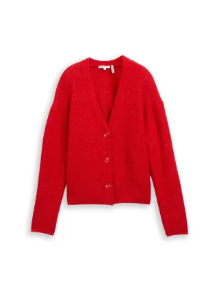 Denim Tom Tailor - Cardigan mit V-Ausschnitt brilliant red - Gr. - L