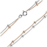 Materia Collierkettchen Damen Kugelkette bicolor doppelreihig CO-33-Rose, aus 925 Silber