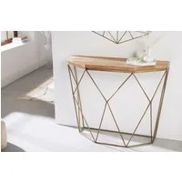 riess-ambiente Konsolentisch DIAMOND 90cm natur / messing (Einzelartikel, 1-St), Wohnzimmer · Massivholz · Metall · Handmade · Industrial Design
