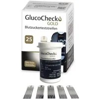 GlucoCheck Blutzucker-Teststreifen GlucoCheck GOLD Blutzuckerteststreifen, 25-tlg.