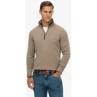 Superdry Troyer ESSENTIALS COTTON HALF ZIP aus Baumwolle, Slim Fit, hochschließender Kragen mit Reißverschluss