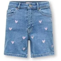 KIDS ONLY Jeansshorts KOGJUICY HEART EMB SHORTS DNM mit Allover-Stickerei