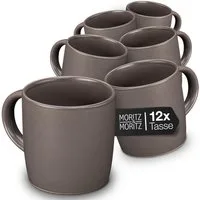 Moritz & Moritz Tasse 12tlg NORDIC Grau, 12-tlg., Steinzeug, für 12 Personen - spülmaschinen- und mikrowellengeeignet