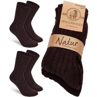 BRUBAKER Socken Wollsocken - Wintersocken für Damen und Herren - Warm und Flauschig (2-Paar) Stricksocken Set mit Schafwolle - Winter Thermosocken
