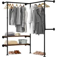 Woltu Kleiderstange (1 St), mit Regalen Wandmontage Garderobe für begehbaren