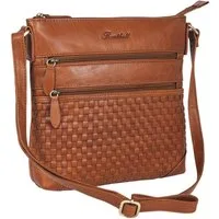 Benthill Umhängetasche Damen Echt Leder Schultertasche Vintage Handtasche geflochtenem Muster, Schultergurt / Umhängegurt Reißverschlussfach