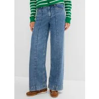 bonprix Weite Jeans Wide-Leg-Passform, Loose Fit, Mid Waist, aus Baumwolle, im Casual-Stil