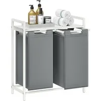 VASAGLE Wäschekorb, 2 Wäschesäcke aus Oxford-Gewebe, abnehmbar, 2 x 46 L