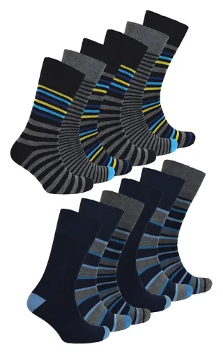 12 Paar Multipack Herren nicht elastische Bambus Socken | Extra Wide Soft Top Diabetiker freundliche Socken - sortiert