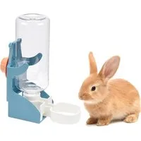 FELIXLEO Futterstation Kaninchen Wasserspender 500ml Trinkflasche Kaefig Blau