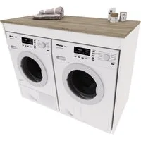 Raumhirsch Furniture Waschmaschinenumbauschrank Waschmaschinenschrank für Waschmaschine & Wäschetrockner (7 Farben lieferbar) für zwei Geräte geeignet