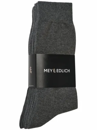 Mey & Edlich Herren Treue Socke Sixpack Grau Flach gestrickt