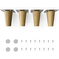 sossai® Möbelfuß Holzfüße Rund gerade Ausführung - Eiche, (4-St), 8cm - 71cm
