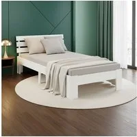 Homestyle4u Massivholzbett 90x200 120x200 140x200 160x200 180x200 Doppelbett Kopfteil Lattenrost (Set, mit Lattenrost, Weiß), 90x200, modern, stabil
