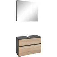 Home affaire Badmöbel-Set Wisla, (Set, 2-St), Spiegelschrank, WBU mit Siphonausschnitt u. Push-to-open, Breite 80 cm
