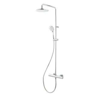 Herzbach spa Duschsystem rund thermo cool 200 Kopfbrause, runde Handbrause, Chrom, 11.988520.1.01 11.988520.1.01