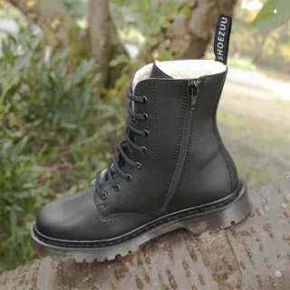 Shoezuu 8 Eye UK Zip-Boots Winter schwarz 40