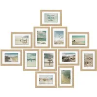 bomoe Bilderrahmen 12er Bilderrahmen Set Ocean, 13x18cm, Eiche, Fotorahmen Collage für 13x18 cm Holzbilderrahmen mit Passepartout
