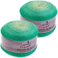 VLNIKA 2 x 250g Dolly Ombre Farbverlaufsgarn Bobbel Strickgarn Häkelwolle Häkelwolle, 875 m (2 Knäuel je 250g), Türkistöne