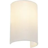 Qazqa Wandleuchte Drum, ohne Leuchtmittel, Warmweiß, QAZQA Wand­leuchte, e27, Weiß, Textil, Modern
