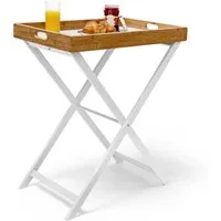 relaxdays Tabletttisch Holz & Bambus 72 cm