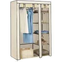 JEOBEST Stoffschrank Kleiderschrank, Stoffschrank, faltbare Garderobe mit Kleiderstangen mit Kleiderstange, Reißverschluss & Ablagen