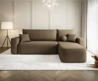 Ecksofa Schlafsofa Sofa AGEPO Stoff Curio Braun Ottomane Rechts