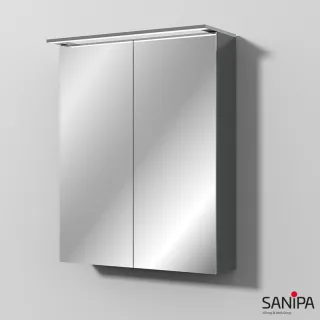 Sanipa Reflection Spiegelschrank MALTE 60 mit LED-Aufsatzleuchte, Anthrazit-Glanz SD15079