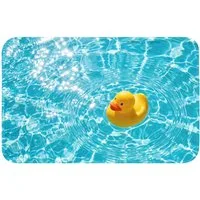 OnlyWow Badematte Gummi-Ente - schwimmend - Blau, Höhe 10 mm, Polyester, Rechteckig, Badezimmerteppich, Badteppich, Rutschfest, Duschvorleger, Duschmatte