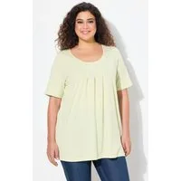 Ulla Popken T-Shirt T-Shirt Zierfalten A-Linie Rundhals Halbarm Modal