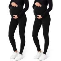 Be Mammy Umstandsleggings Lange Umstandshose aus Viskose BE-02 2er Pack (2-tlg) elastischer Bund