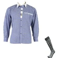 ATTONO Trachtenhemd Fashion Trachten Herren Hemd Oktoberfest Hemd - Set mit Trachtensocken