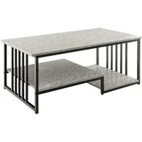 COSTWAY Couchtisch, rechteckig, Marmor, mit Stauraum, Holz, grau, 110x60x45cm