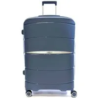 Zimmert Leather Hartschalen-Trolley Speetliner, Gr. L 76 cm, 4 Rollen Blau Grau leicht, Polypropylen mit TSA-Schloss