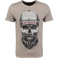 Key Largo T-Shirt T-Shirt Beard Biker Skull Totenkopf Print Motiv vintage Look MT00609 Rundhalsauschnitt bedruckt kurzarm slim fit