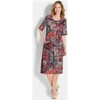 GOLDNER Sommerkleid Florales Druckkleid mit Rundhals Viskosekleid mit Allover-Print, Taschen und Halbarm