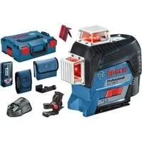 Linienlaser GLL 3-80 C Professional, Laser-Empfänger LR 7, L-BOXX, Kreuzlinienlaser blau/schwarz, mit roten Laserlinien, Li-Ionen Akku 2,0Ah