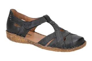 Josef Seibel Damen Sandale 79529 Schwarz - Echtleder Klettverschluss