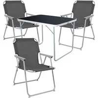 Mojawo Essgruppe 4-tlg Camping Set Gartenmöbel Campingtisch + 3 Campingstuhl Klappstuhl