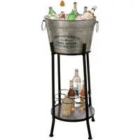 Home-trends24.de Outdoor-Flaschenkühler Metall Ständer Getränke Flaschen Kühler mit Halter 2 tlg.