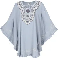 Guru-Shop Longbluse Bestickter Hippie Poncho, Tunika, Kaftan,.. alternative Bekleidung