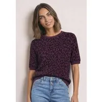 STREET ONE Kurzarmpullover mit Leomuster