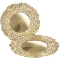 Spetebo Dekoteller Kunststoff Teller gold 2er Set - 33 cm (Set, 2 St., 2-teilig), Deko Kerzenteller Geschenk Tablett rund
