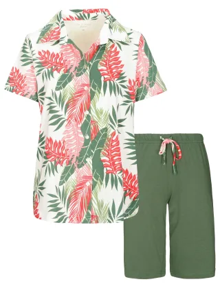 IN LINEA - Da.-Pyjama Druck print sage - Gr. - 42
