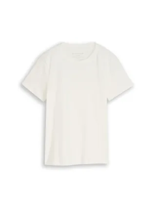 Tom Tailor - Basic T-Shirt aus Baumwolle Whisper White - Gr. - L