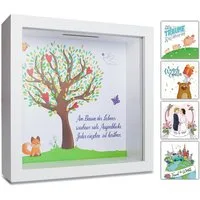 GLÜCKSWOLKE Spardose mit 9 Motive zur Auswahl, (Wunscherfüller, Dream Big, Lebensbaum, Travel, Hochzeit, Sparschwein, Mäuse, Monster, Dschungel, Kinder), Geldgeschenke Verpackung für Geburtstag I Sparbüchse Junge & Mädchen
