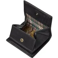 Benthill Mini Geldbörse Echt Leder Münzbörse mit Kleingeldschütte Slim Wallet für Münzen, Münzfach
