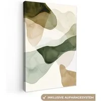 OneMillionCanvasses® Leinwandbild Japandi - Abstrakt - Grün, Fotodruck (1 St), Leinwand Canvas Wandbild, Wanddekoration 20x30 cm
