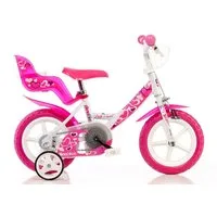 Dino Bikes Kinderfahrrad 12" Little Heart Kinderfahrrad stabiler Stahl-Rahmen Stützräder, 1 Gang, mit Stützrädern, Korb und Puppensitz